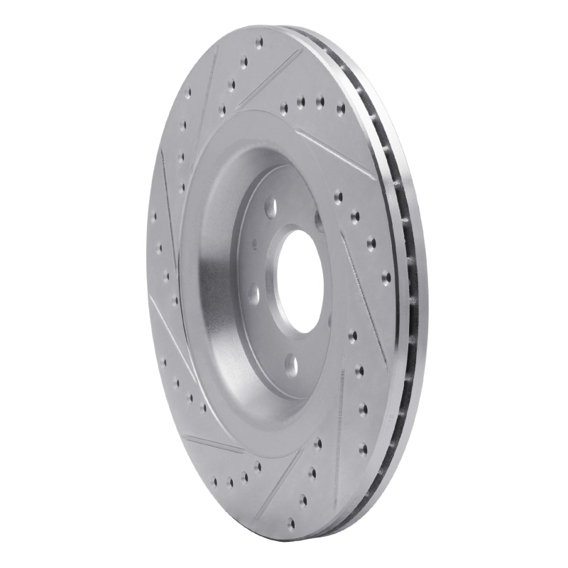 Audi A6 Quattro Brake Rotor (1) - Rear Right - R1 Concepts - Drilled & Slotted - Silver - `08-`25